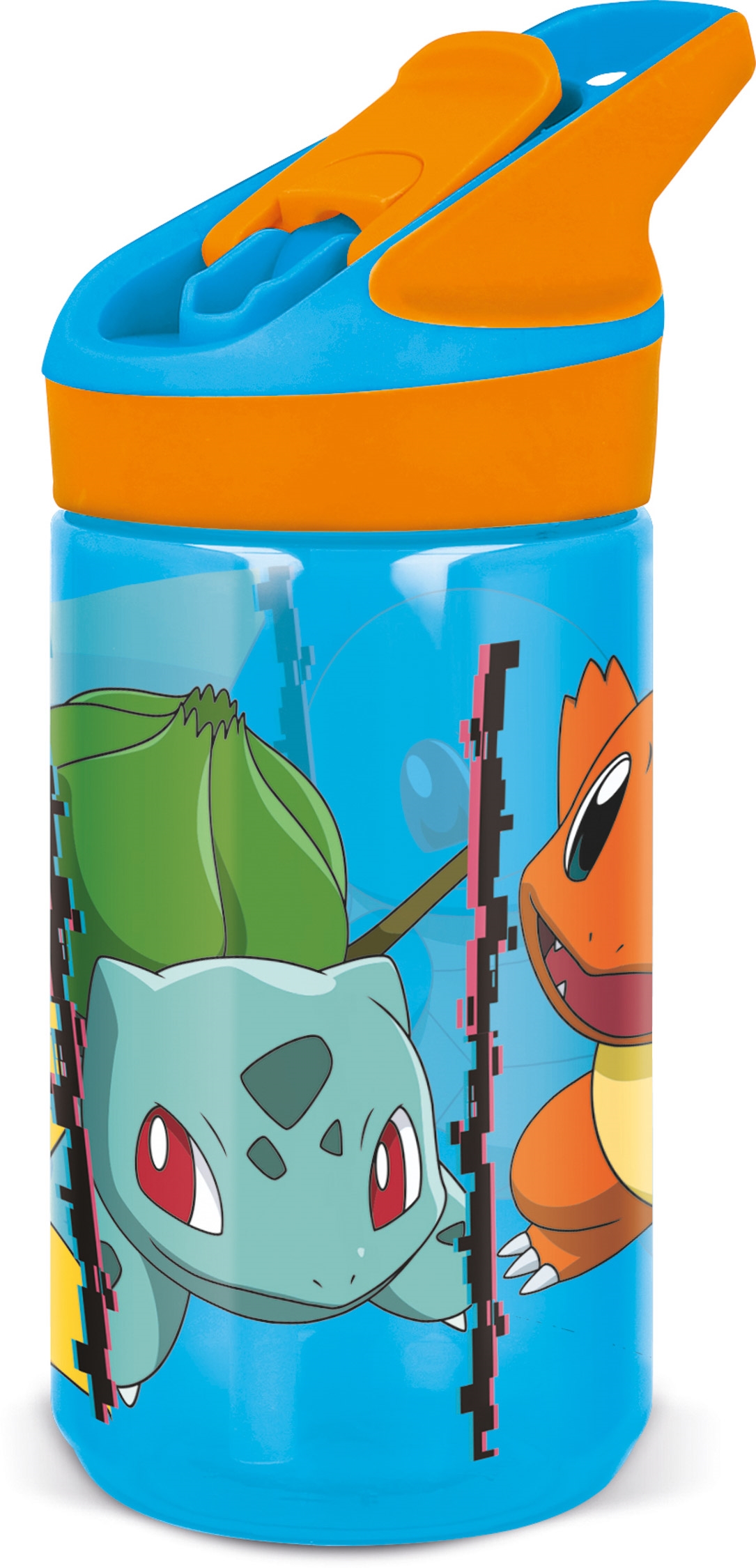 Pokémon-Trinkflasche - Wasserflasche mit Klappfunktion und Strohhalm