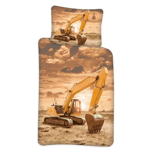 Kinderbettwäsche - 140x200 cm - Bagger Bettwäsche-Set - Wendbarer Bettbezug - 100% Baumwolle