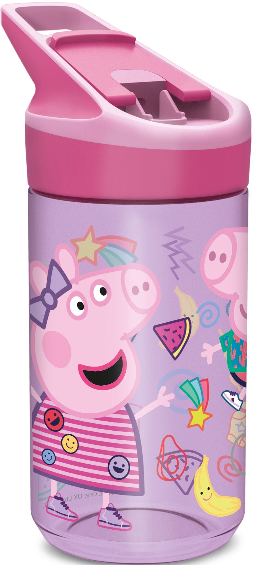 Peppa Wutz Trinkflasche - Wasserflasche mit Klappfunktion und Strohhalm