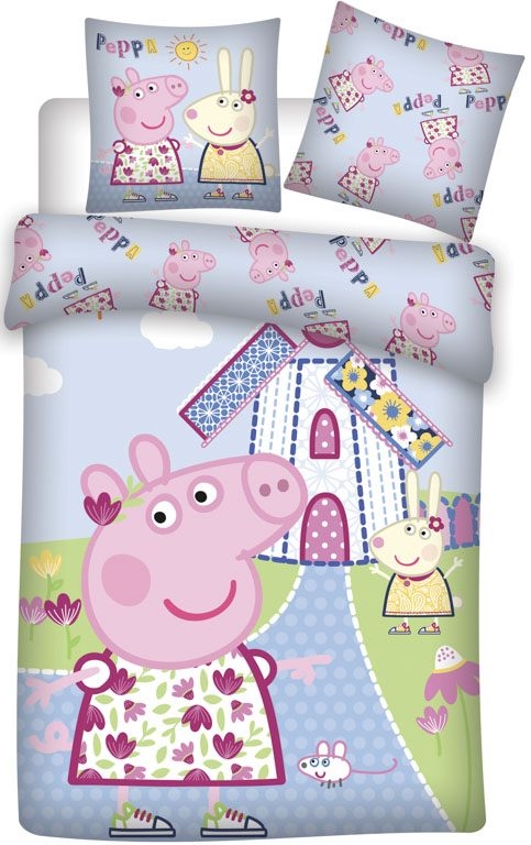 Peppa Wutz Bettwäsche - 100% Baumwolle - Junior-Bettwäsche 100x140 cm - Peppa Wutz und Karina Kanin