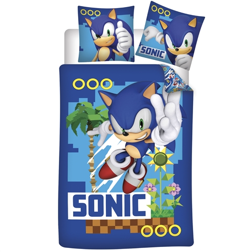 Sonic Bettwäsche 140x200 cm - Wendbares Bettwäsche-Set mit Sonic The Hedgehog - 100% weiche Baumwolle