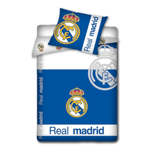 Real Madrid Bettwäsche - Wendbares Bettwäscheset mit Logo und Text - 140x200 cm - 100% Baumwollbettwäsche - Fußball Bettwäsche