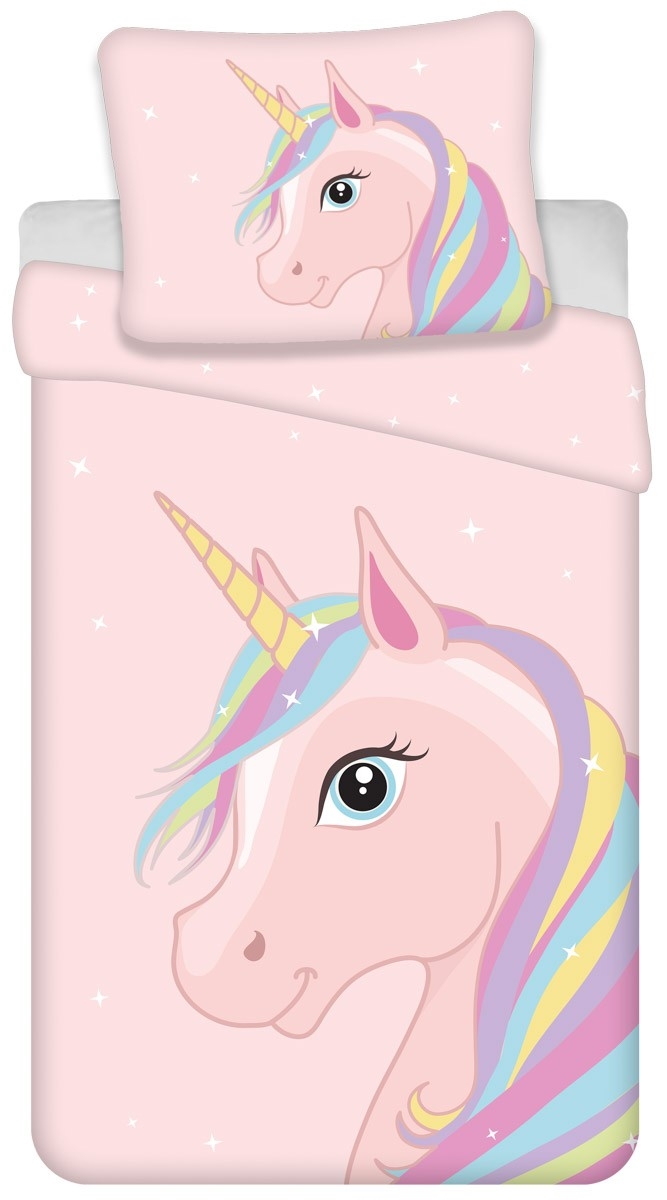 Einhorn-Bettwäsche - 100% Baumwolle - Kinderbettwäsche 140x200 cm - Regenbogen-Einhorn