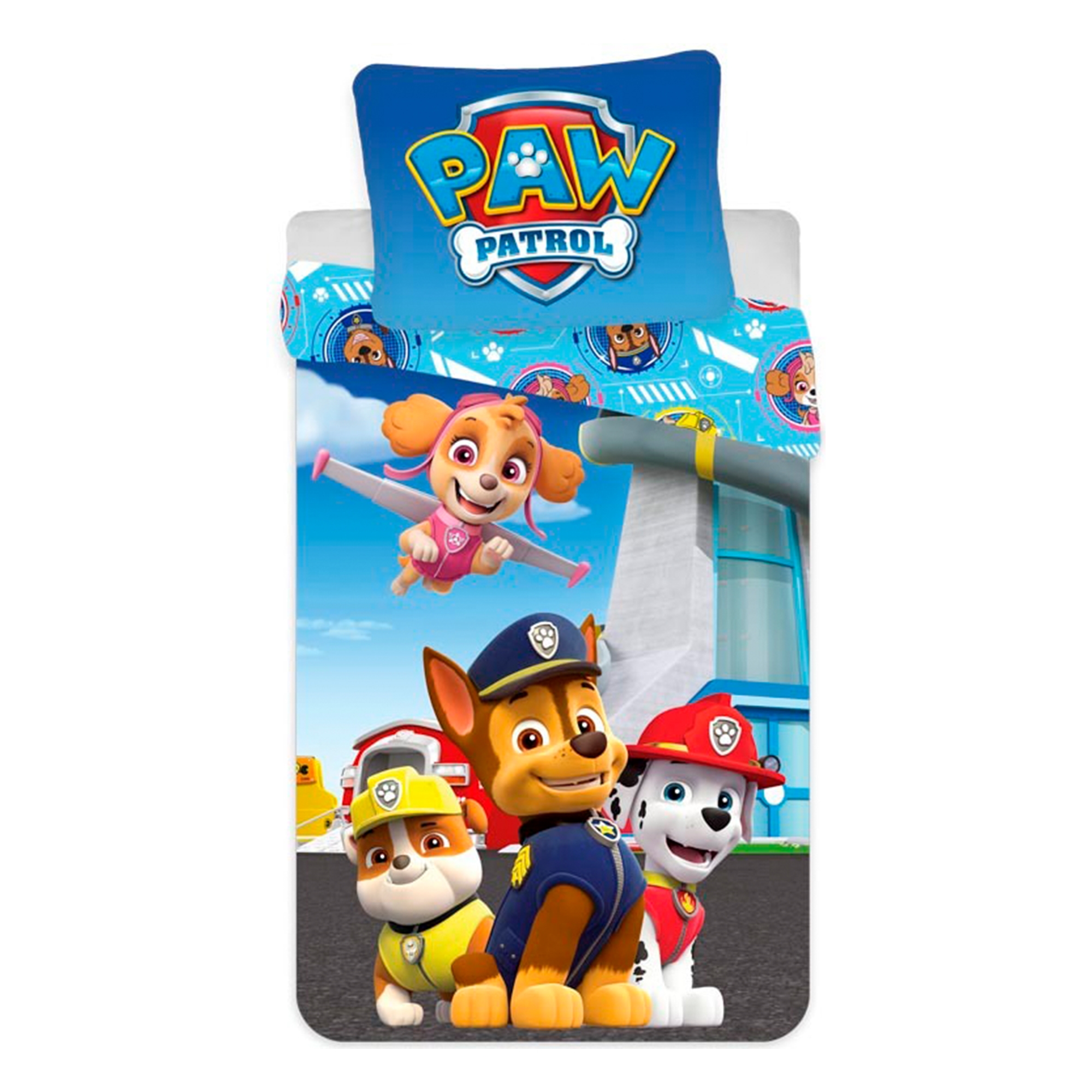 Paw Patrol Bettwäsche - 100% Baumwolle - Kinderbettwäsche 140x200 cm - Welpenfreunde: Chase, Rubble, Skye und Marshall