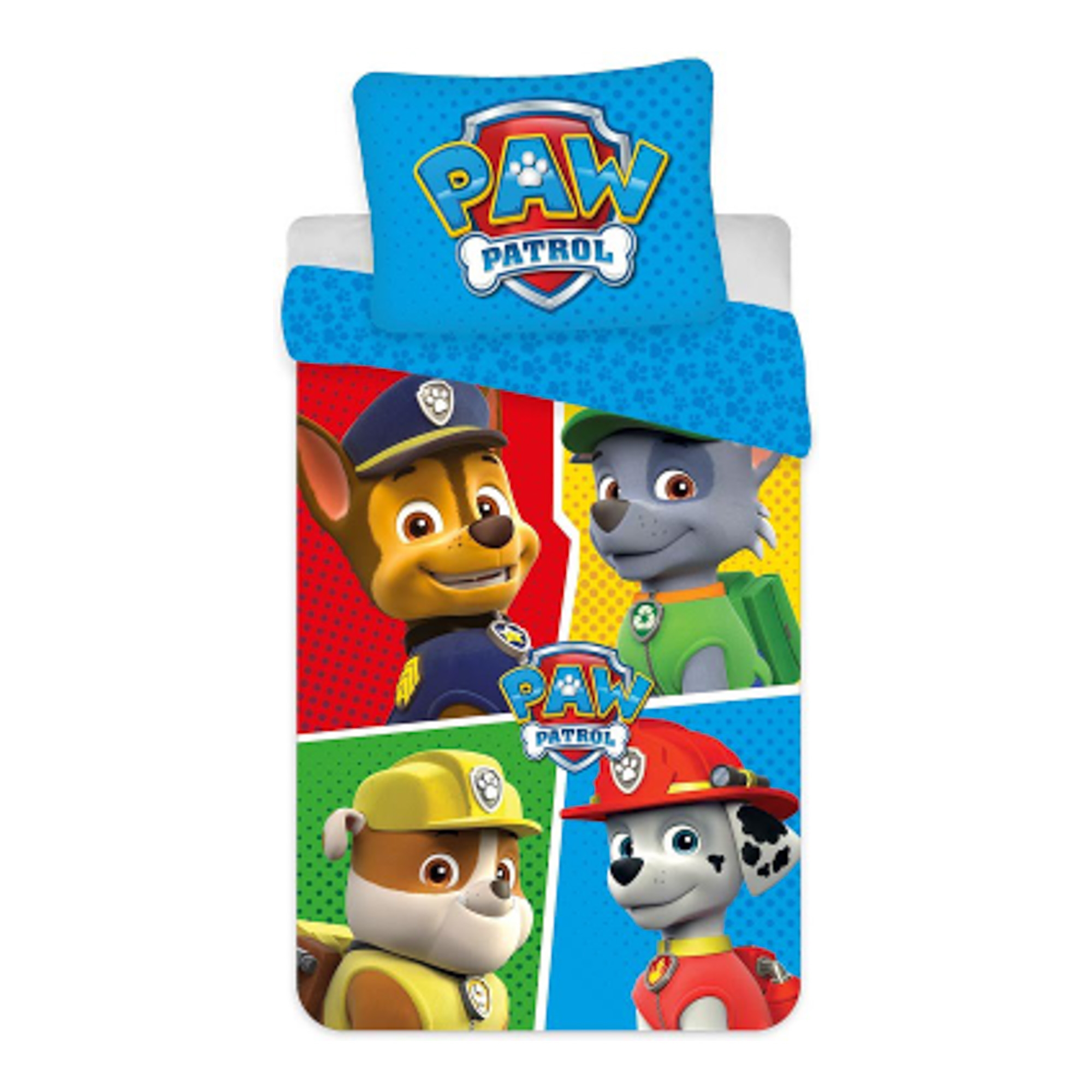 Paw Patrol Bettwäsche - 100% Baumwolle - Junior-Bettwäsche 100x140 cm - Rubble, Chase, Marshall und Rocky