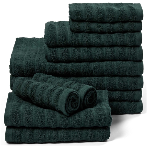 Handtuchpaket 12 Stück. Weiche Handtücher aus 100% gekämmter Baumwolle - Grüne Handtücher von Borg Living