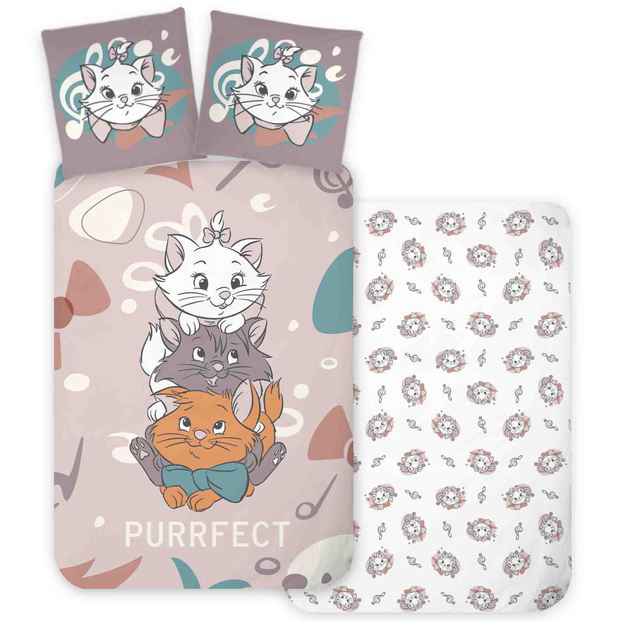 Aristocats-Bettwäsche - 100% Baumwolle - Kinderbettwäsche 140x200 cm - Die Kätzchen aus Aristocats