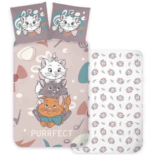 Kinderbettwäsche 140x200 cm - Wendbares Bettwäscheset mit Aristocats - 100% weiche Baumwollbettwäsche