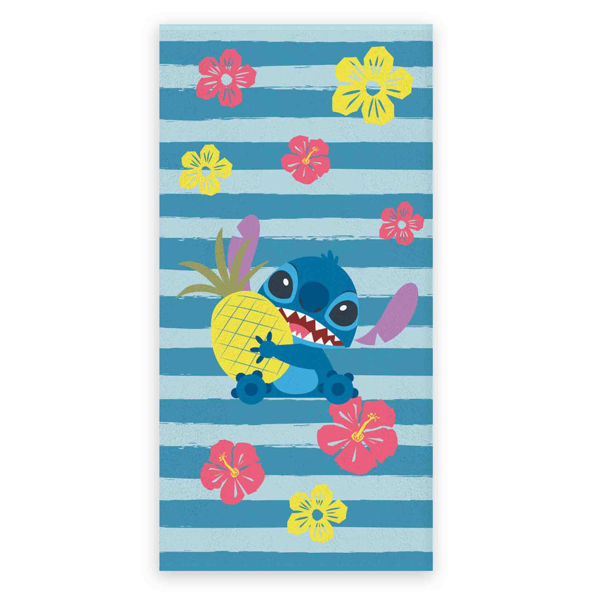 Badehandtuch - Stitch Handtuch - Ananas und Blumen - 70x140 cm - 100% weiche Baumwolle