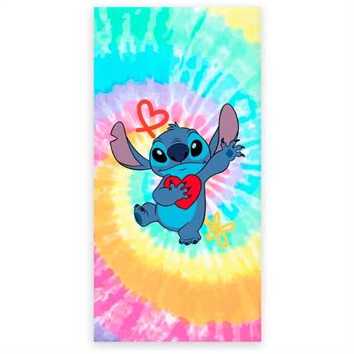 Badetuch - Stitch Handtuch - Tie Dye Hintergrund - 70x140 cm - 100% weiche Baumwolle
