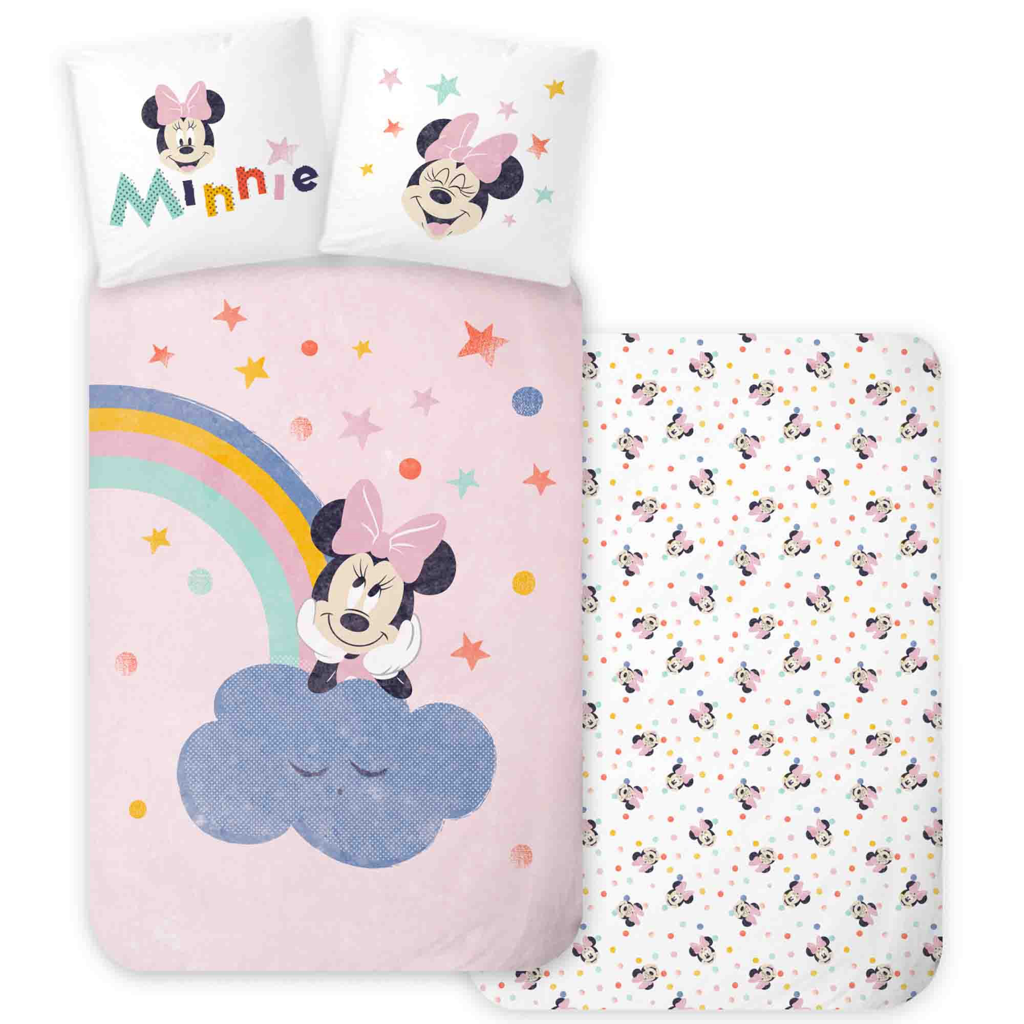 Minnie Maus Bettwäsche - 100% Baumwolle - Kinderbettwäsche 140x200 cm