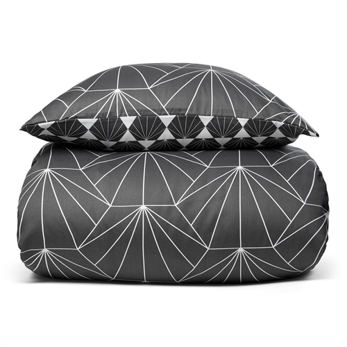 King-Size-Bettwäsche 240x220 cm - Hexagon grau - Wende-Doppelbettwäsche - 100 % Baumwollsatin - By Night