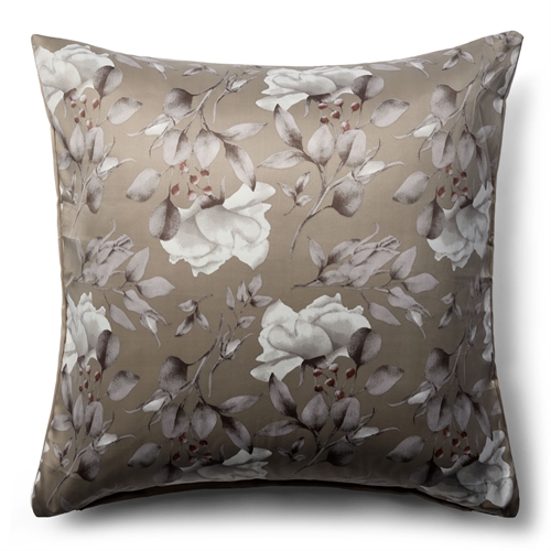 Geblümter Kissenbezug 60x63 cm - Brauner Kissenbezug im wendbaren Design - Satin Kissenbezug - IN Style