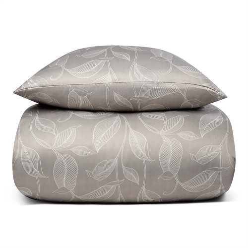 Bettwäsche 140x220 cm - Sandfarbenes Bettset mit Blättern - Satin Bettwäsche - IN Style Bettwäsche