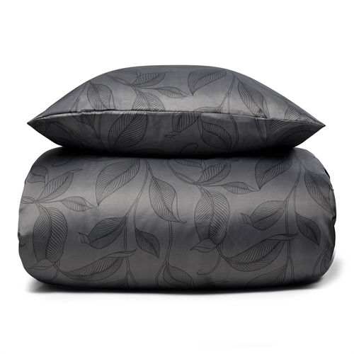 Doppelbettwäsche 200x200 cm - Schwarzes Bettset mit Blättern - Satin-Bettwäsche - IN Style Bettwäsche