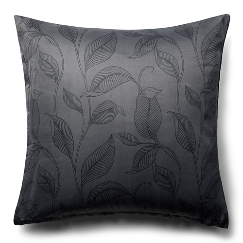 Kissenbezug 60x63 cm - Schwarzer Kopfkissenbezug mit Blättern - Satin Kissenbezug - IN Style