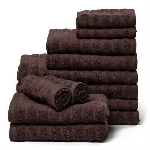 Handtuchpaket 12 Stück. Weiche Handtücher aus 100% gekämmter Baumwolle - Braune Handtücher von Borg Living