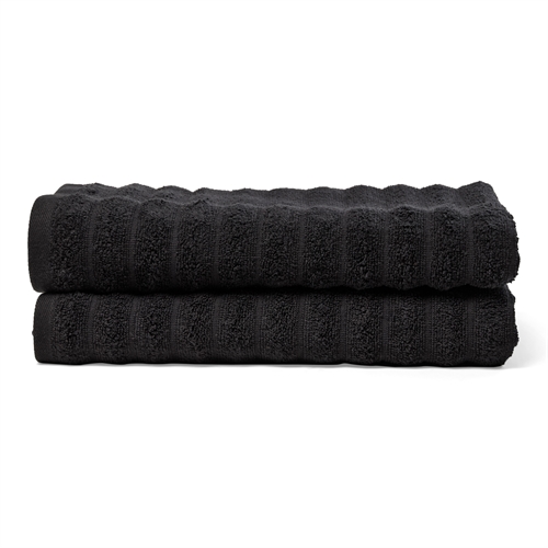 Badetücher 2 Stk. aus 100% gekämmter Baumwolle - Weiche schwarze Handtücher 70x140 cm von Borg Living
