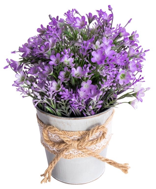 Künstliche Campanula-Blume - Höhe 21 cm - Wunderschöne lilafarbene Blüten - Künstliche Topfpflanze