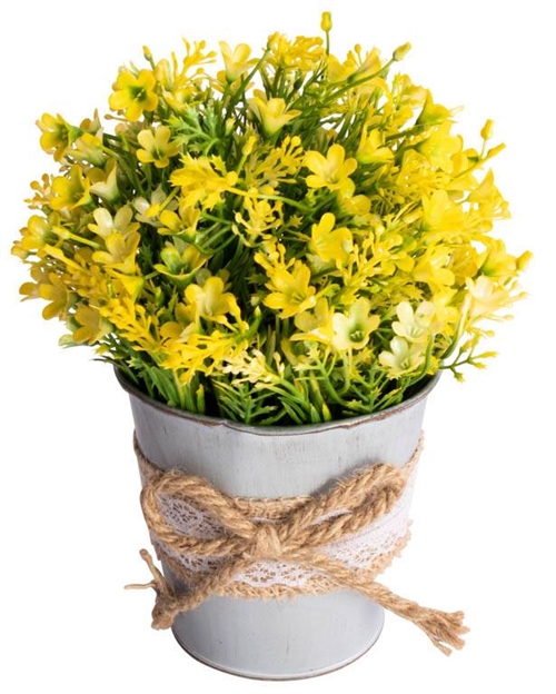 Künstliche Campanula-Blume - Höhe 21 cm - schöne gelbe Blüten - Künstliche Topfpflanze