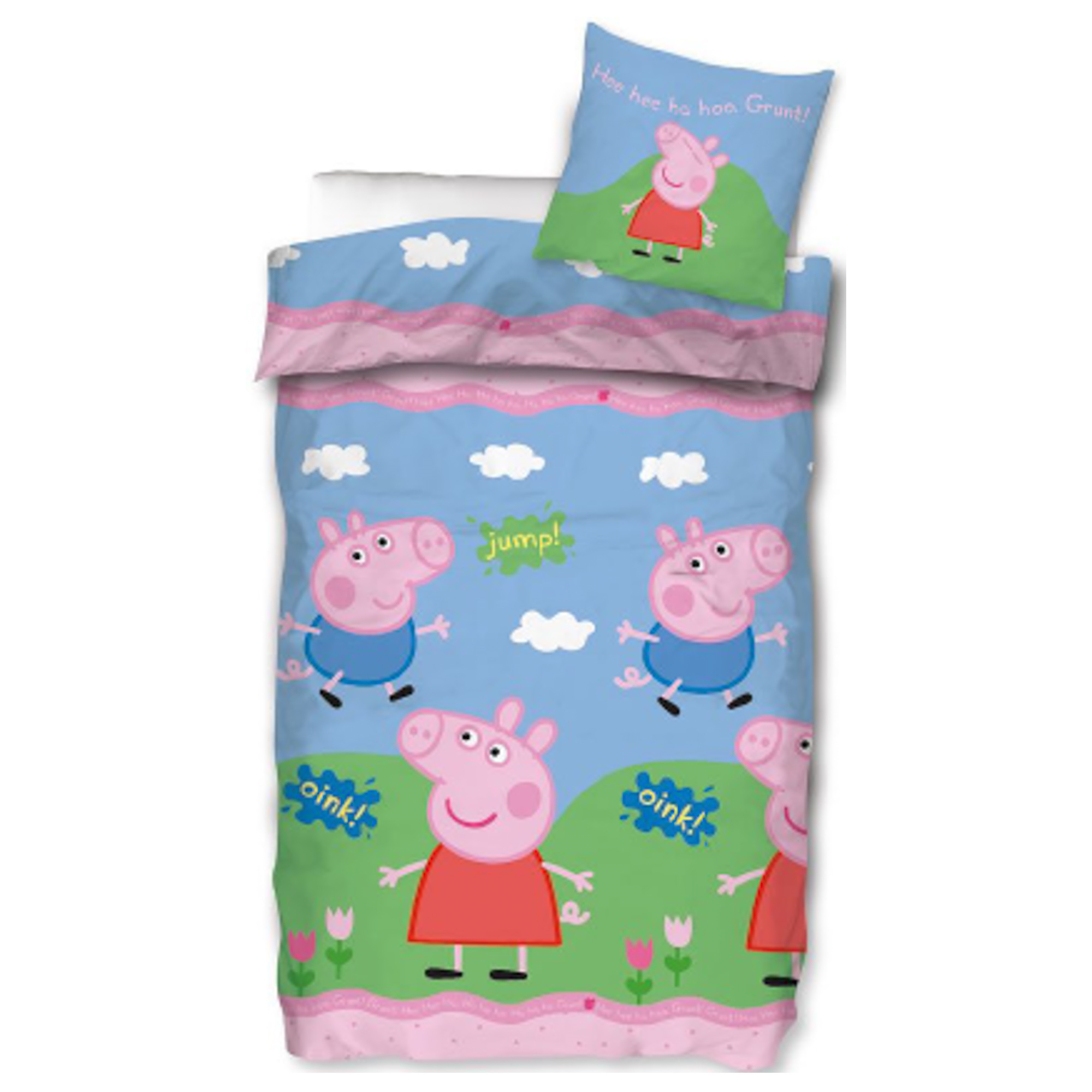 Peppa Wutz Bettwäsche - 100% Baumwolle - Junior-Bettwäsche 100x140 cm - Peppa Wutz und Gustav Gris