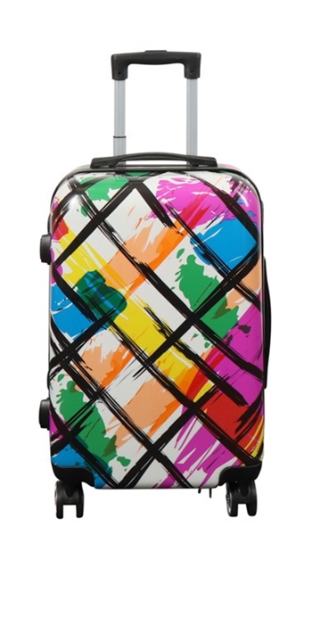 Kabine kuffert - Hardcase letvægt kuffert - Trolley med motiv - Kryds mønster
