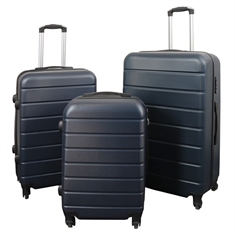 Kofferset - 3-teilig - Dunkelblau mit Streifen - Exklusiver Hardcase-Leichtkoffer