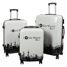 Koffer - Koffer mit Motiv - I Love The World weiß - Hardcase Leichtkoffer
