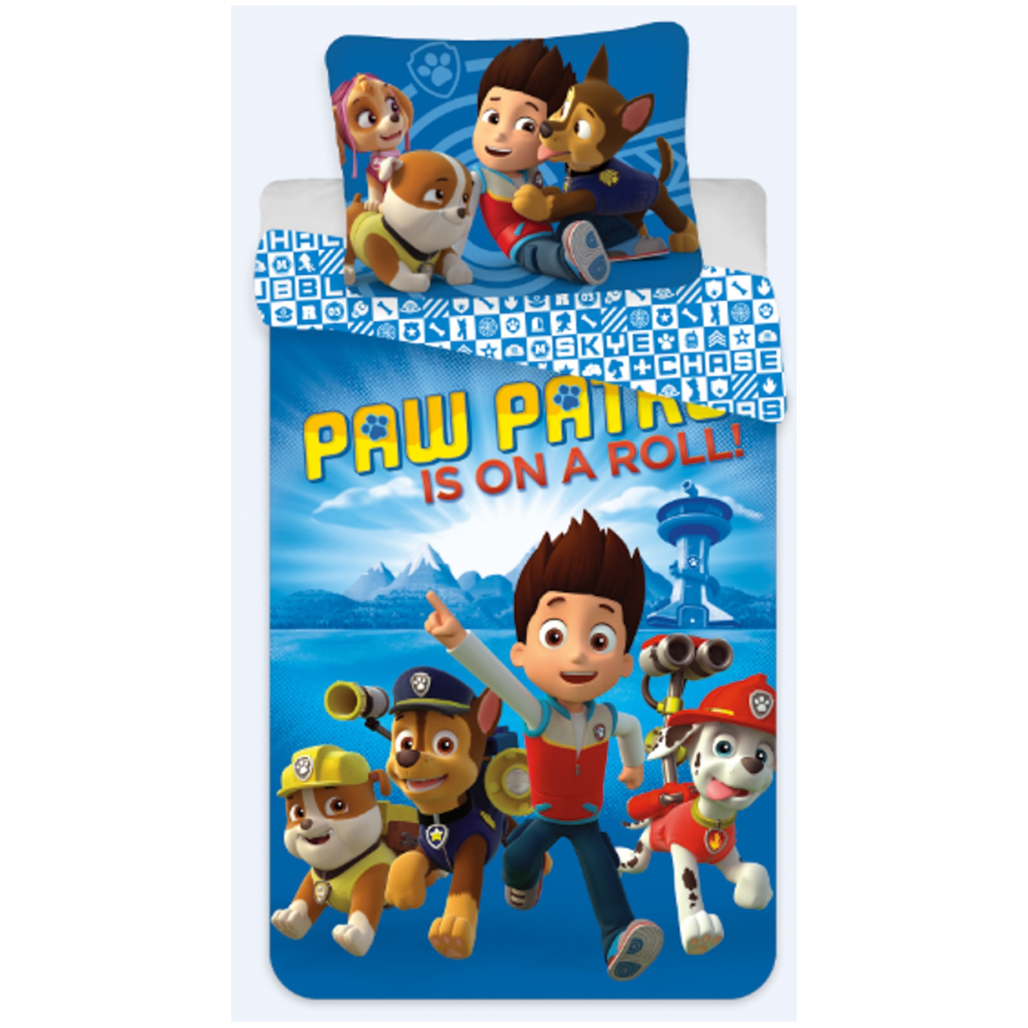 Paw Patrol Bettwäsche - 100% Baumwolle - Kinderbettwäsche 140x200 cm - Is on a roll
