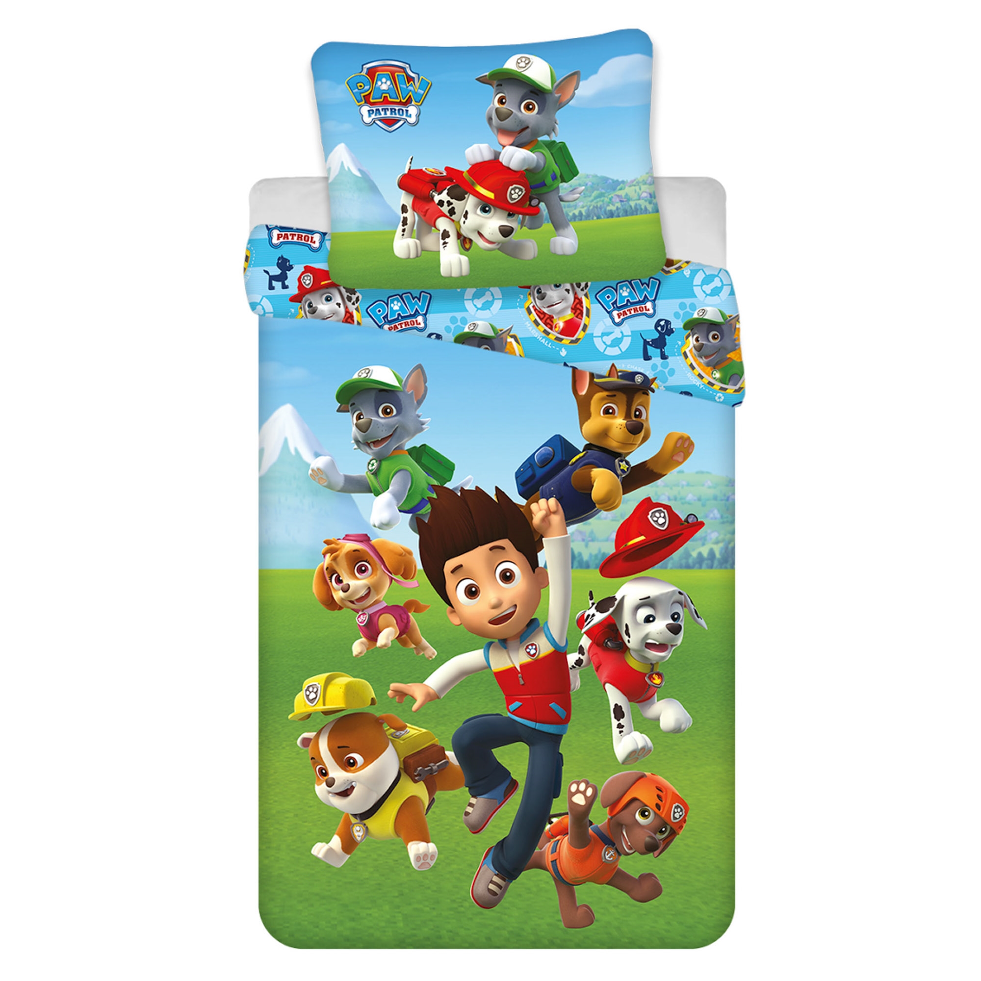 Paw Patrol Bettwäsche - 100% Baumwolle - Kinderbettwäsche 140x200 cm - Ryder und alle Welpenfreunde