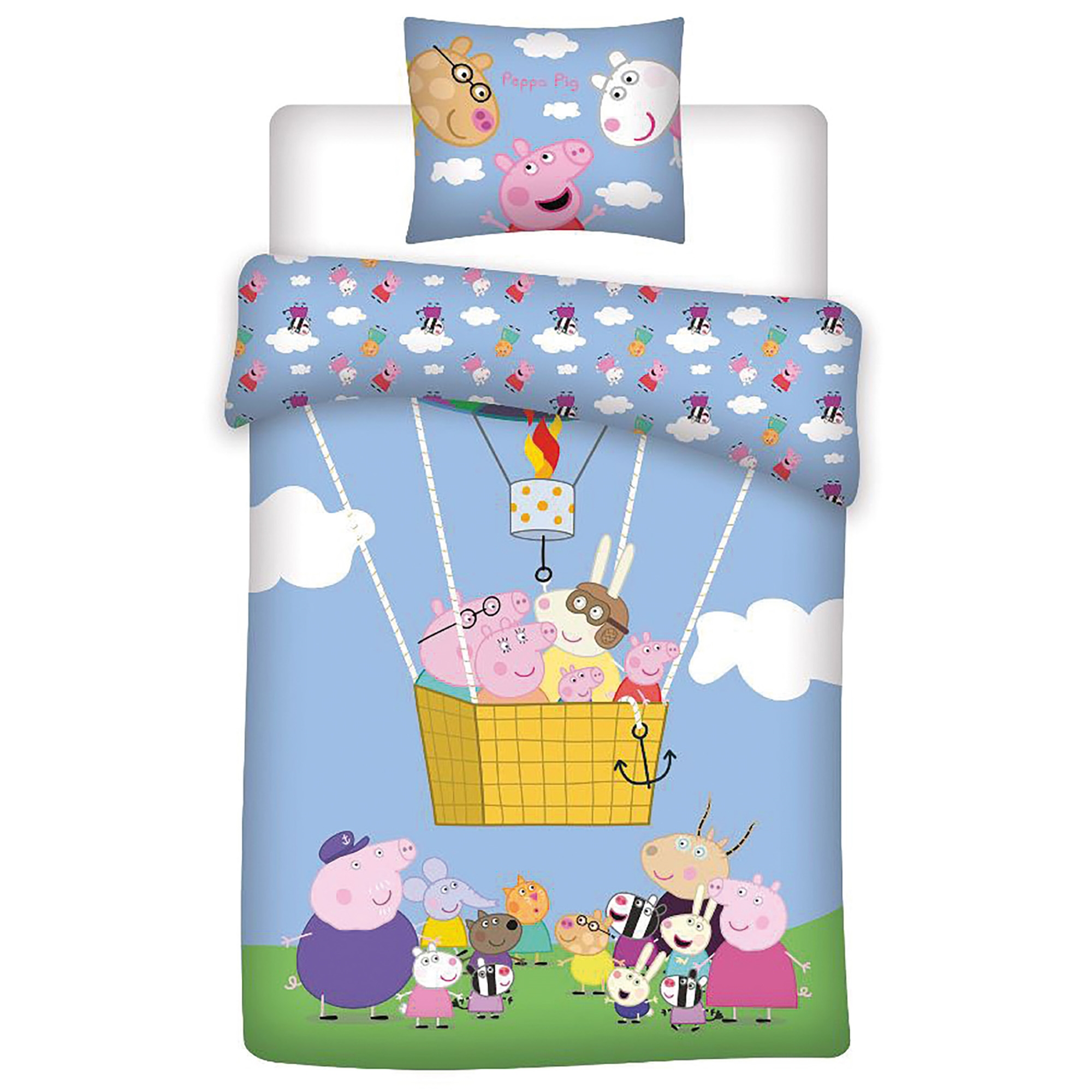 Peppa Wutz Bettwäsche - 100% Baumwolle - Junior-Bettwäsche 100x140 cm - Alle aus dem Peppa Wutz-Universum