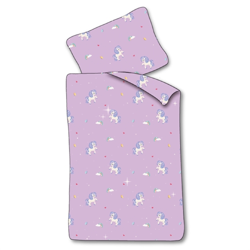 Baby Bettwäsche 70x100 cm - Lila Bettwäsche-Set mit Einhörnern - 100% weiche Baumwollbettwäsche