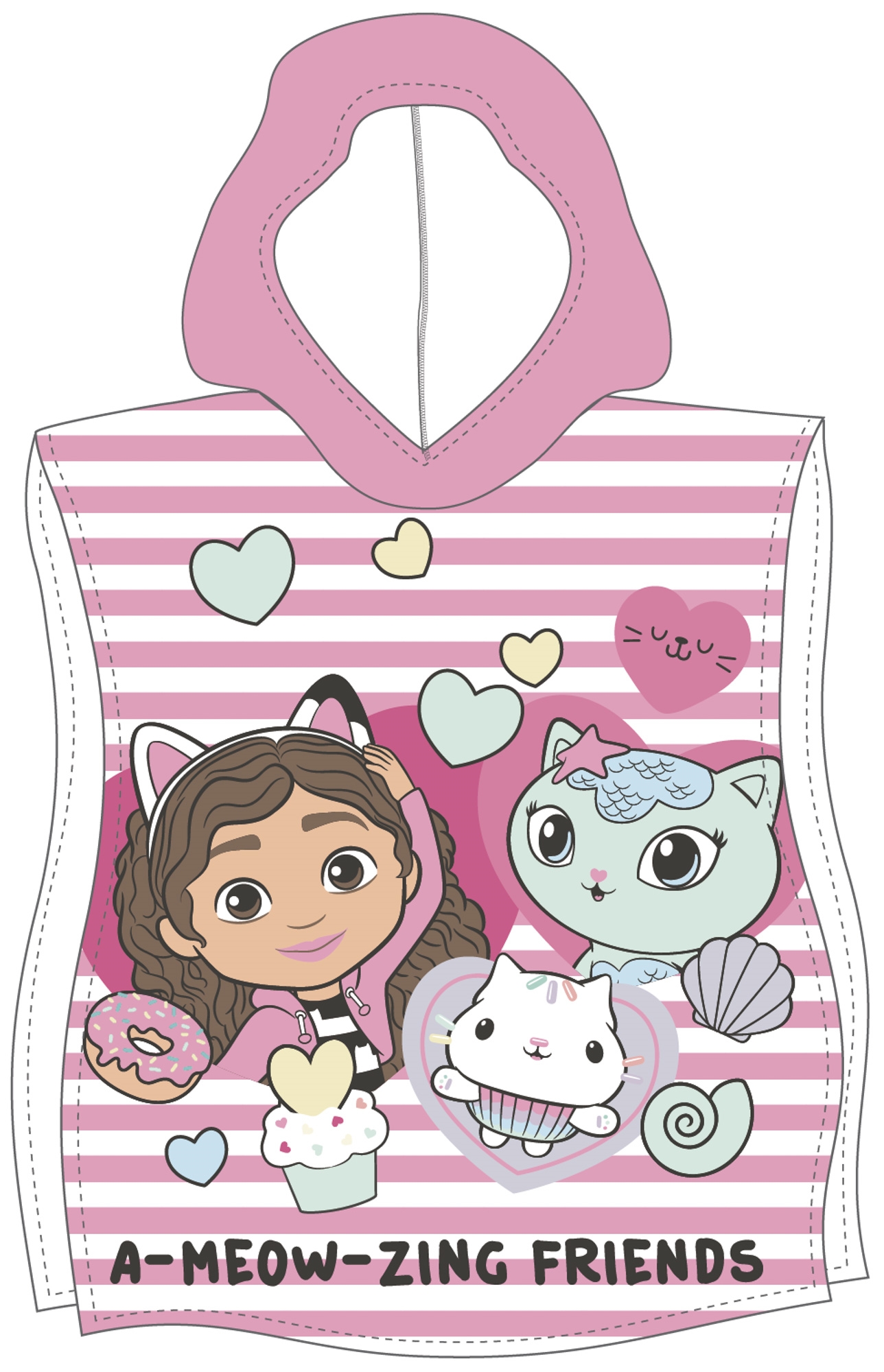 Badeponcho - Weich und kuschelig - Gabby's Dollhouse - Leichter und schnelltrocknender Kinderponcho für Kinder