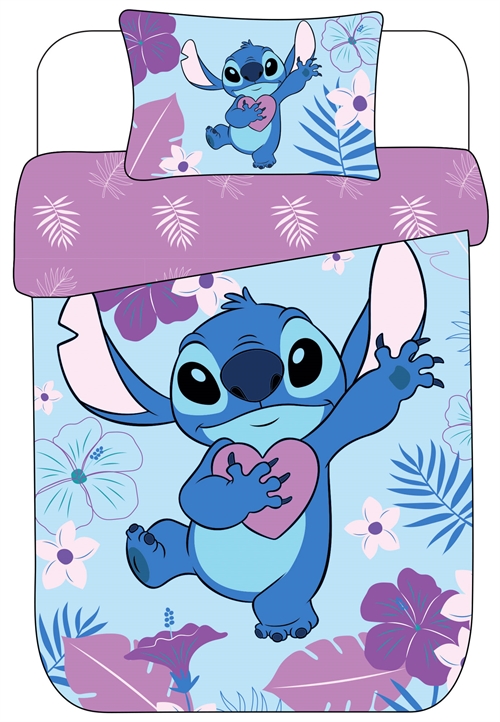 Stitch-Bettwäsche - 140x200 cm - von Lilo und Stitch - 2-in-1-Design - Bettwäscheset aus 100% Baumwolle