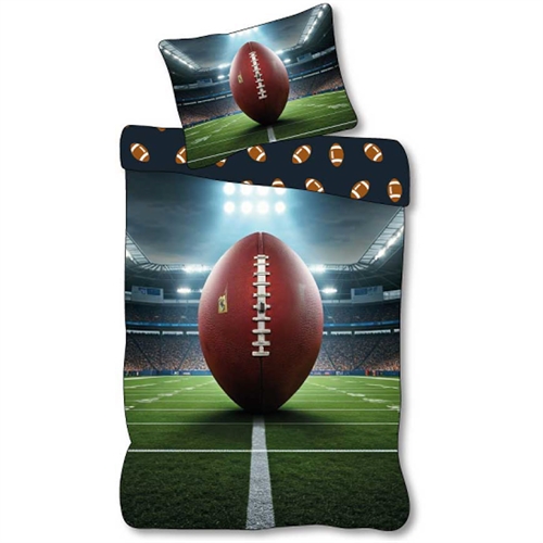 Fußball Bettwäsche 140x200 cm - Wende-Bettwäsche-Set mit American Football - 100% weiche Baumwoll-Bettwäsche
