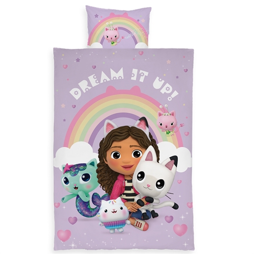 Junior Bettwäsche 100x140 cm - Wende-Bettwäsche-Set mit Gabby\'s Dollhouse - 100% Baumwollbettwäsche