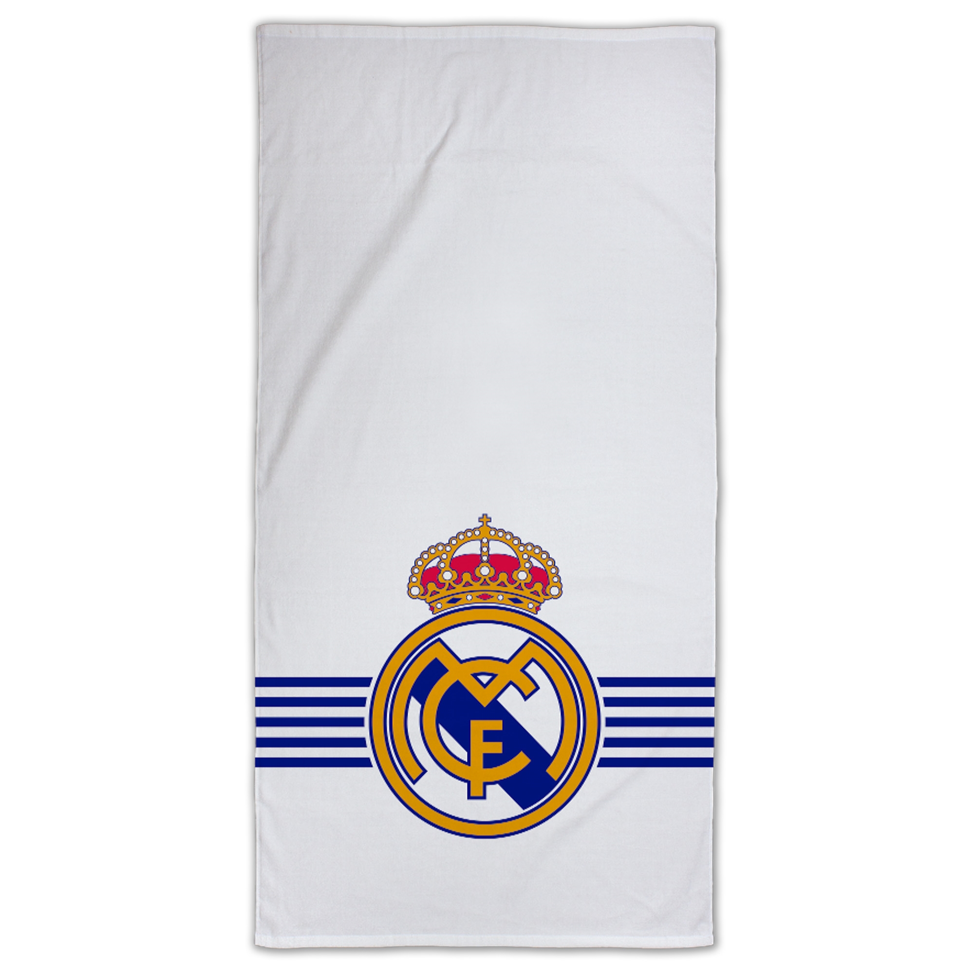 Weißes Real Madrid Handtuch - 70x140 cm - 100% Baumwolle - Weiches Badetuch mit Real Madrid Logo