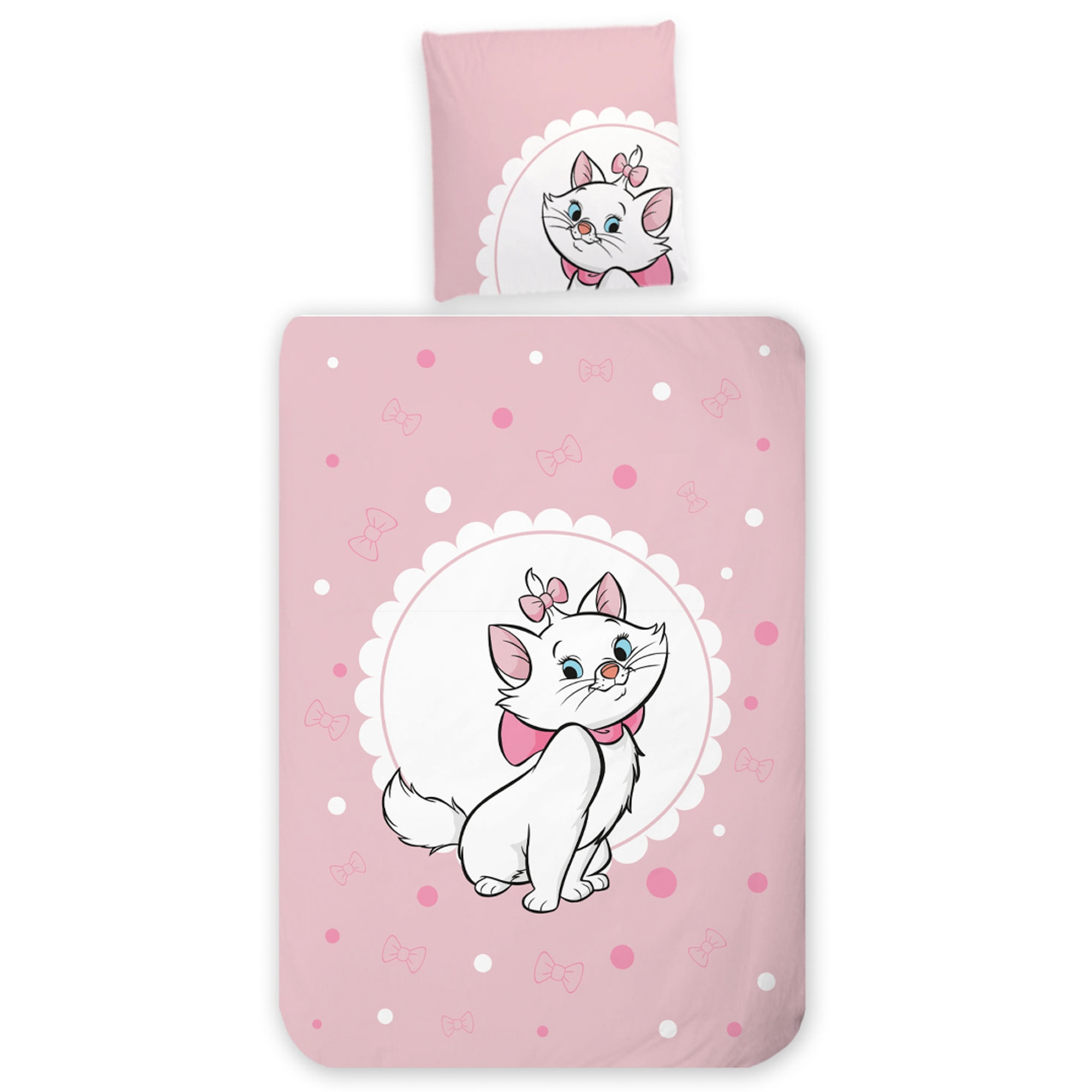 Aristocats Bettwäsche - 100% Baumwolle - Junior-Bettwäsche 100x140 cm - Marie und Punkte