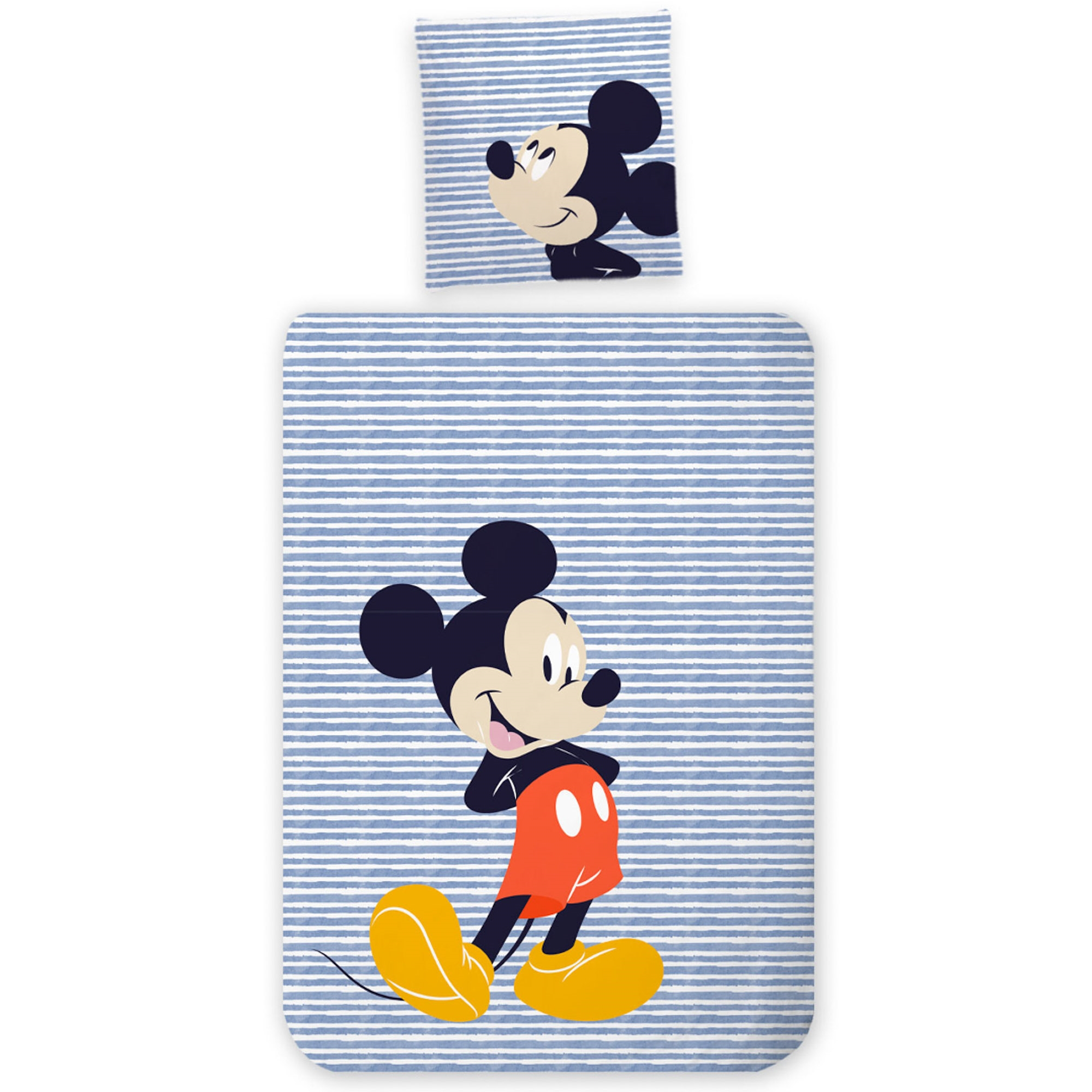 Mickey Mouse Bettwäsche - Gestreifte Mickey Mouse Bettgarnitur - 100% Baumwolle