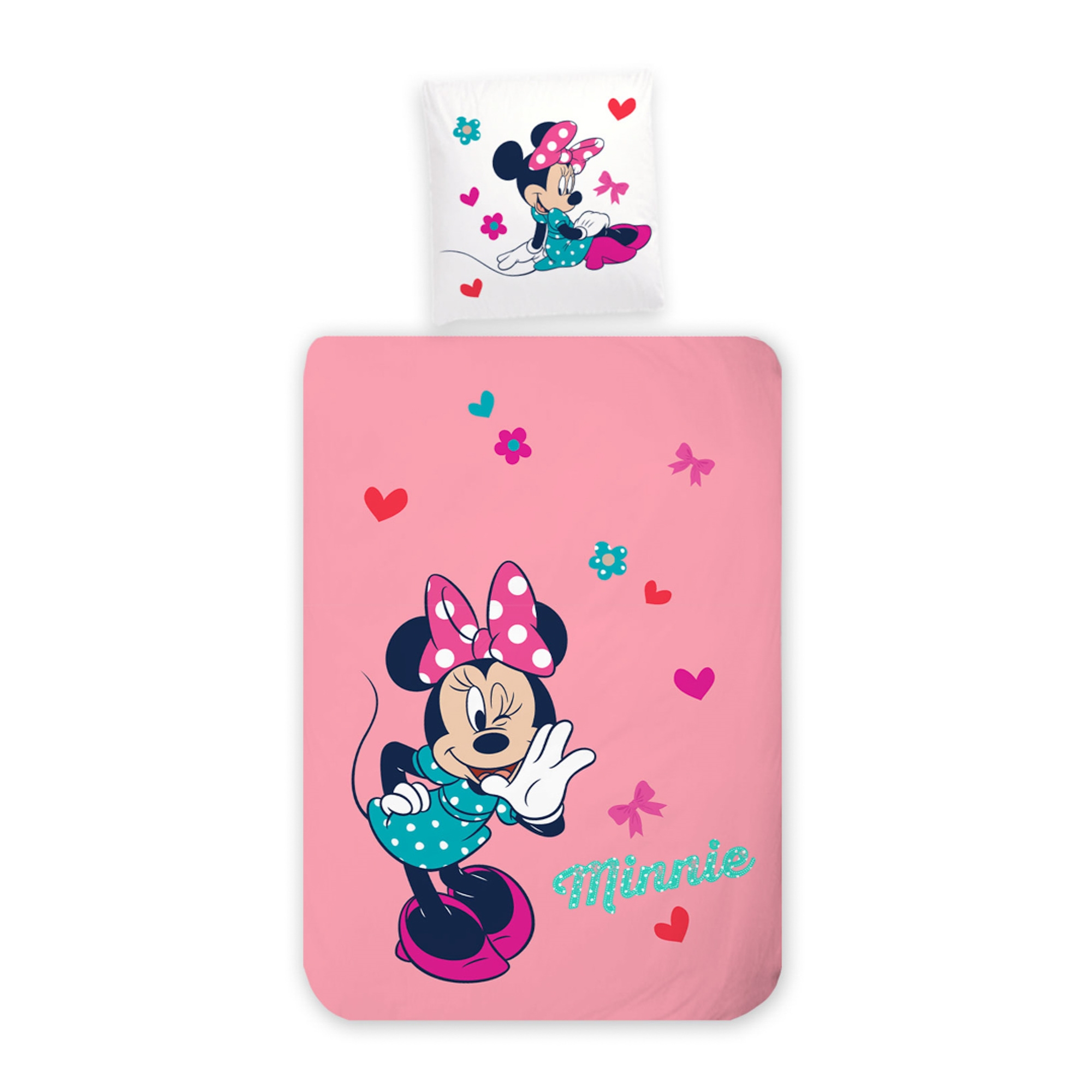 Minnie Mouse Bettwäsche - 100% Baumwolle - Junior-Bettwäsche 100x140 cm - Rückseite mit Punkten