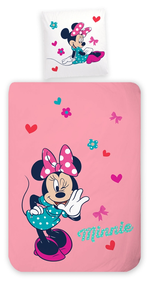 Minnie Bettwäsche 100x140 cm - Junior Bettset mit Minnie Mouse - Wendbares Motiv - 100% Baumwoll Bettwäsche