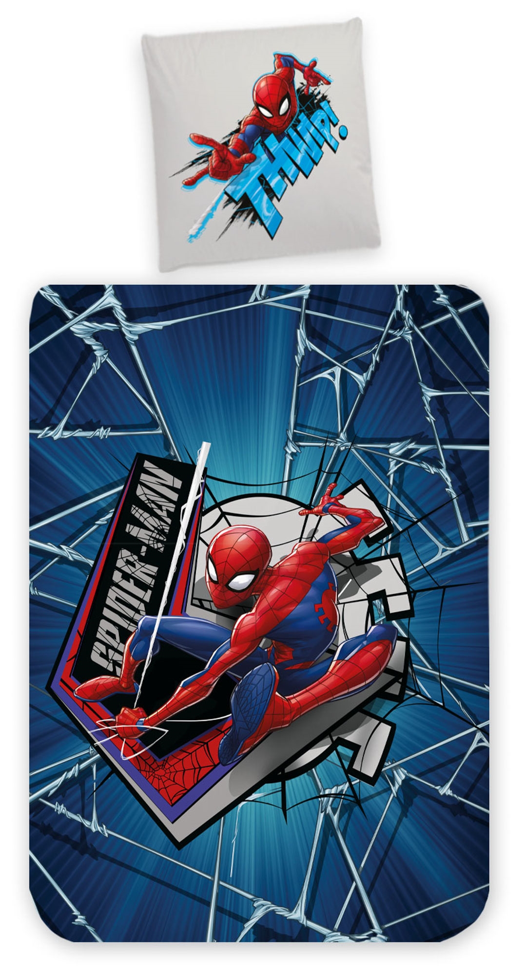 Spiderman-Bettwäsche - 100% Baumwolle - Junior-Bettwäsche 100x140 cm - Dunkelblau