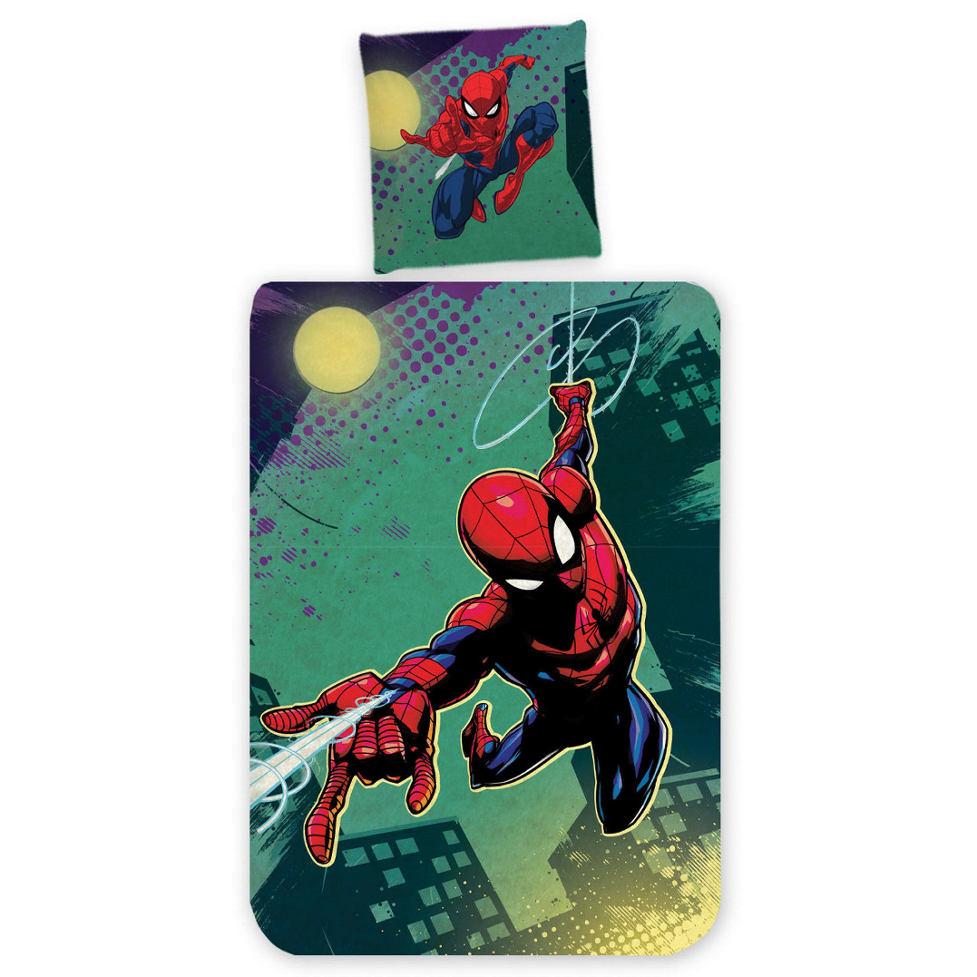 Spiderman Bettwäsche - 100% Baumwolle - Junior-Bettwäsche 100x140 cm - Grün