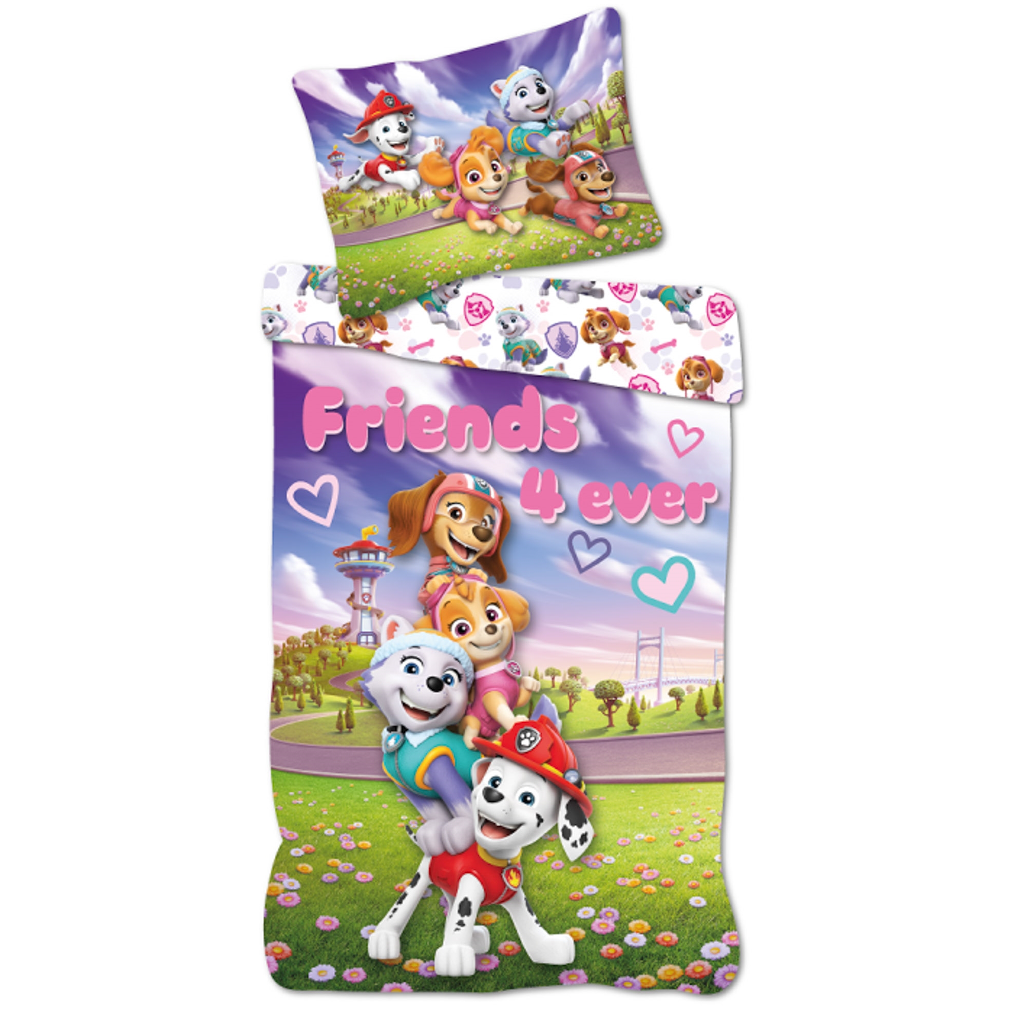 Paw Patrol Bettwäsche - 100% Baumwolle - Kinderbettwäsche 140x200 cm - Friends 4 ever