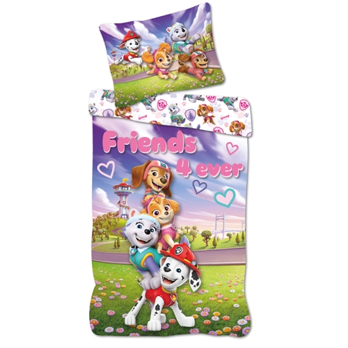 Paw Patrol Bettwäsche 140x200 cm - Wendbares Bettwäsche-Set mit Paw Patrol - Friends 4 ever - 100% Baumwoll-Bettwäsche