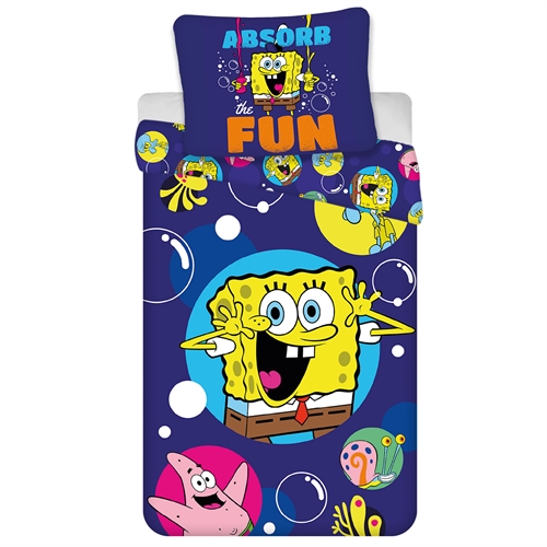 SpongeBob Schwammkopf Bettwäsche 140x200 cm - Wendbares Bettwäsche-Set mit SpongeBob Schwammkopf - 100% weiche Baumwollbettwäsche