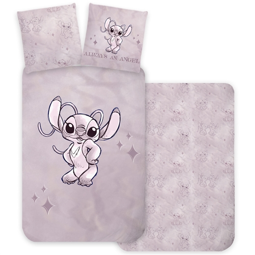 Lilo und Stitch Bettwäsche 140x200 cm - Wendbares Bettwäscheset mit Angel - 100% weiche Baumwollbettwäsche