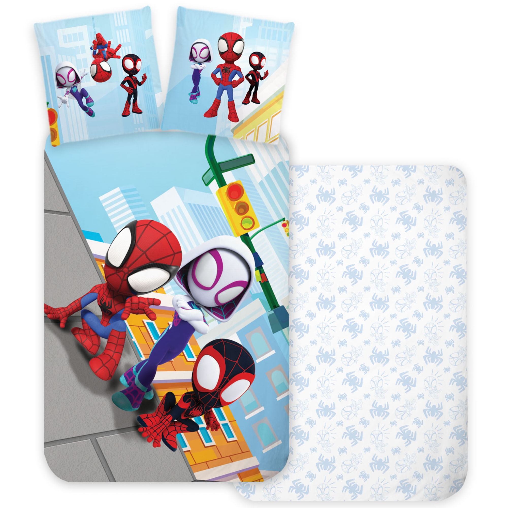 Spidey Bettwäsche - 100% Baumwolle - Kinderbettwäsche 140x200 cm - Spidey und seine fantastischen Freunde