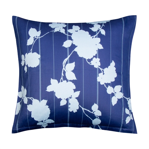 Extra weicher Kissenbezug 60x63 cm - 100% Baumwollsatin - Geblümter blauer Kissenbezug - 300 TC Kissenbezug von By Borg