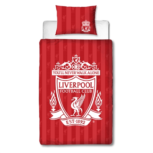 Liverpool Bettwäsche - Rotes Wendebettwäsche-Set mit Logo - 140x200 cm - 100% Baumwoll-Bettwäsche - Fußball Bettwäsche